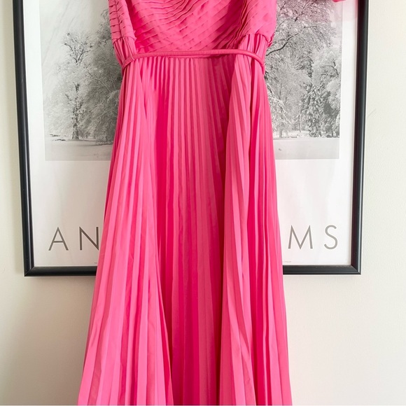Rebecca Vallance Rosa One Shoulder Pleated Midi Dress in Pink Size US6 AU10 - Picture 13 of 16